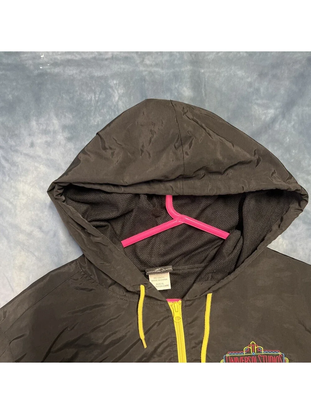 Universal Studios Jacket Adult XL Embroidered Retro Full Zip Hood Colorblock VTG